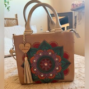Mandala Design Tan Handbag